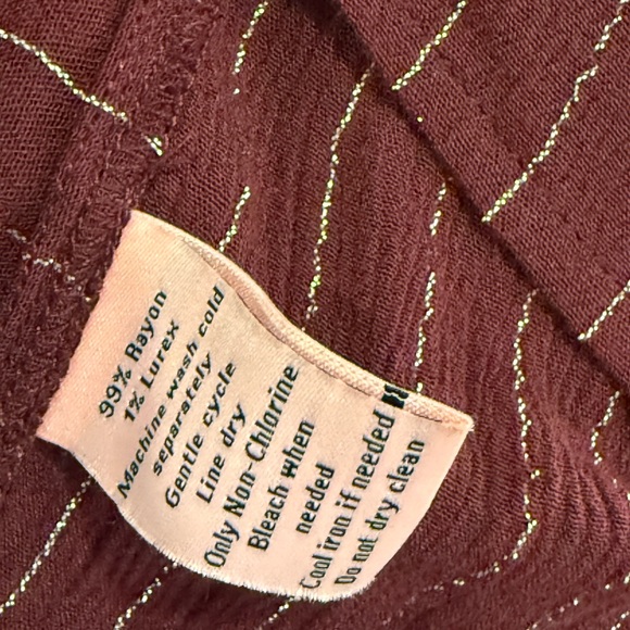 Juicy Couture S Burgundy Metallic Silver Striped Tie-Front w Flare Sleeves 778 - Picture 7 of 8